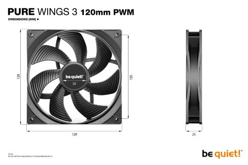 be quiet! Pure Wings 3 120mm | PWM Triple Pack Computer case Fan 12 cm Black 3 pc(s)