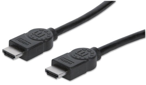 Manhattan HDMI 4K@30Hz Cable with Ethernet, 1m, Suitable for ALL 1080p/HD and majority of 4K uses (check your system 4K specification to be sure), Male to Male, Black, Ultra HD 4k x 2k, Lifetime Warranty, High Speed, Equivalent to HDMM1MHS