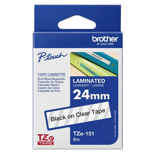 Brother TZE-151 DirectLabel black on Transparent Laminat 24mm x 8m for Brother P-Touch TZ 3.5-24mm/HSE/36mm/6-24mm/6-36mm