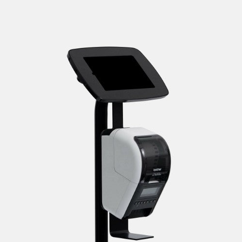 Bouncepad Floorstanding with Brother Printer Mount (inc USB Cable) | Samsung Tab A9 8.7 (2023) | Black | Exposed Front Camera and Home Button