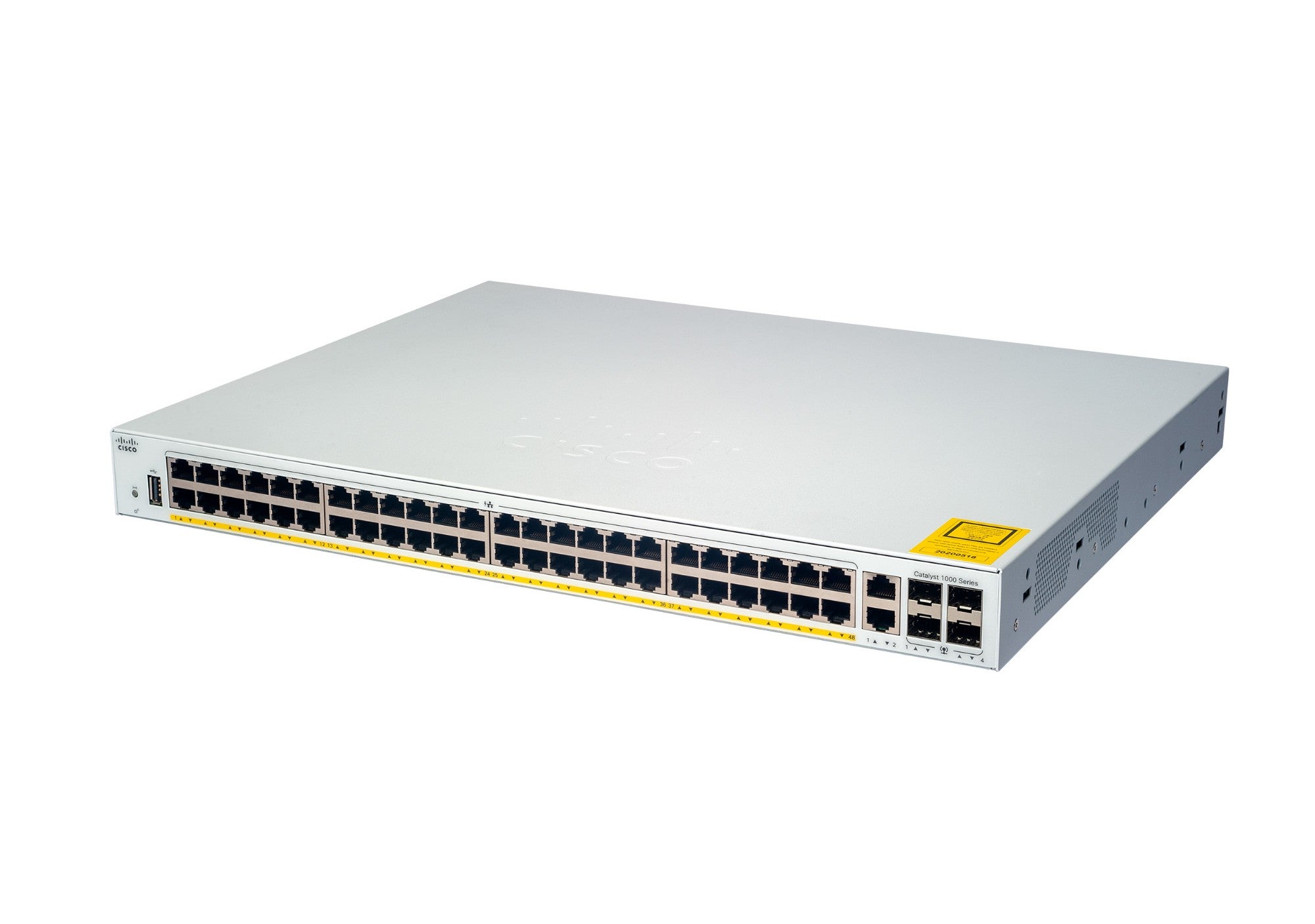 Cisco Catalyst 1000-48P-4G-L Network Switch, 48 Gigabit Ethernet (GbE) PoE+ Ports, 370W PoE Budget, four 1 G SFP Uplink Ports, Enhanced Limited Lifetime Warranty (C1000-48P-4G-L)