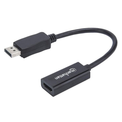 Manhattan DisplayPort 1.1 to HDMI Adapter Cable, 1080p@60Hz, Male to Female, Black, Cable 15cm, DP With Latch, Not Bi-Directional, Three Year Warranty, Equivalent to DP2HDMI