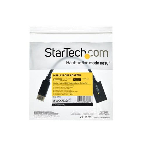 StarTech.com DisplayPort to HDMI Adapter - DP 1.2 to HDMI Video Converter 1080p - DP to HDMI Monitor/TV/Display Cable Adapter Dongle - Passive DP to HDMI Adapter - Latching DP Connector