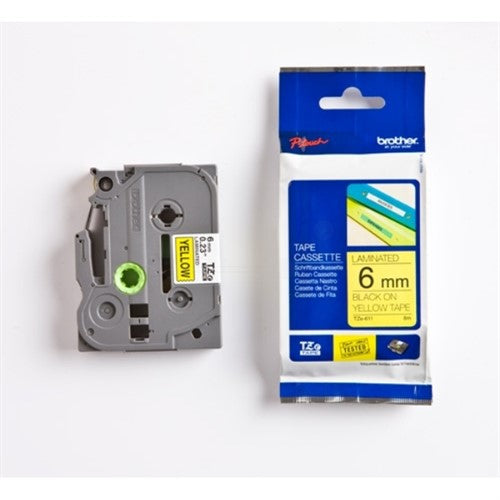 Brother TZE-611 DirectLabel black on yellow Laminat 6mm x 8m for Brother P-Touch TZ 3.5-18mm/6-12mm/6-18mm/6-24mm/6-36mm