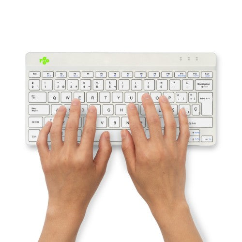 R-Go Tools Ergonomic keyboard R-Go Compact Break, compact keyboard with break software, QWERTY (ES), Bluetooth, white