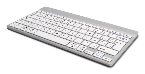 R-Go Tools Ergonomic keyboard R-Go Compact Break, compact keyboard with break software, QWERTY (ES), Bluetooth, white