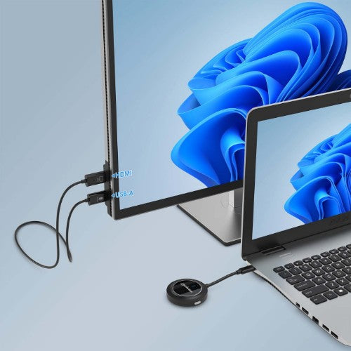 Manhattan 1080p Wireless HDMI Display Presentation Kit, 2-Piece Set with HDMI Receiver and USB-C Transmitter Dongle to Wirelessly Display a Video Signal from a Laptop/Tablet/Smartphone on an HDMI TV or Projector, Black