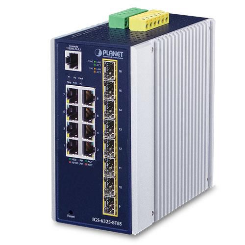 PLANET IP30 Industrial L3 8-Port Managed Gigabit Ethernet (10/100/1000) Blue, White