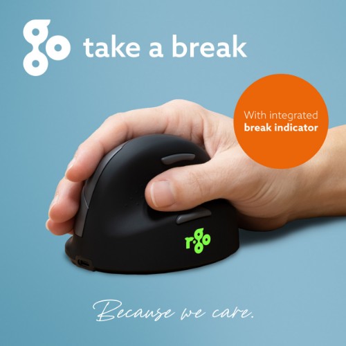 R-Go Tools Ergonomic mouse R-Go HE Break with break software, medium (hand size 165-185 mm), right-handed, Bluetooth, black