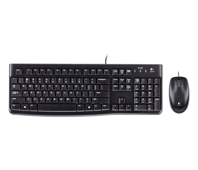 Logitech Desktop MK120 keyboard Mouse included USB QWERTZ German Black