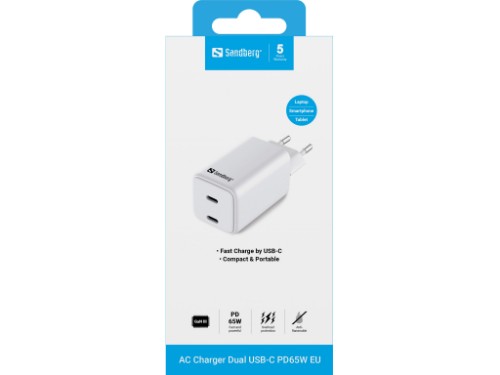 Sandberg AC Charger Dual USB-C PD65W EU