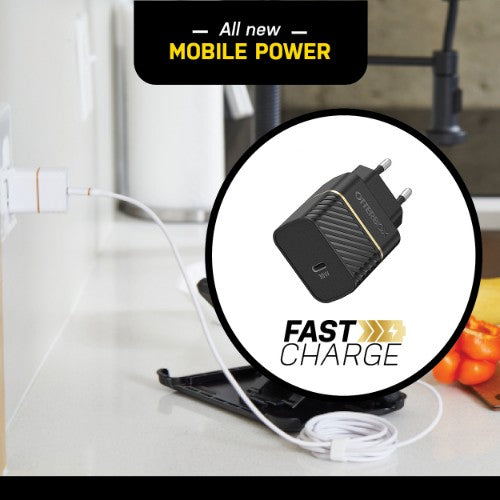 OtterBox EU Wall Charger 30W GaN - 1X USB-C 30W USB-PD, black