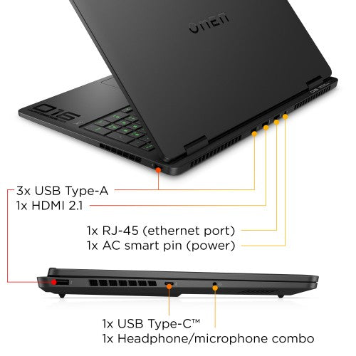 HP OMEN Slim Gaming 16-an0001na Intel Core Ultra 7 255H Laptop 40.6 cm (16") 2K 24 GB DDR5-SDRAM 1 TB SSD NVIDIA GeForce RTX 5060 Wi-Fi 6E (802.11ax) Windows 11 Home AI PC Black