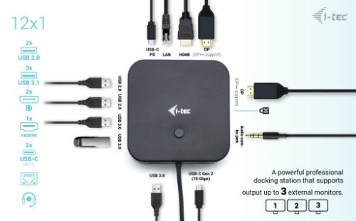 i-tec USB-C HDMI Dual DP Docking Station with Power Delivery 100 W