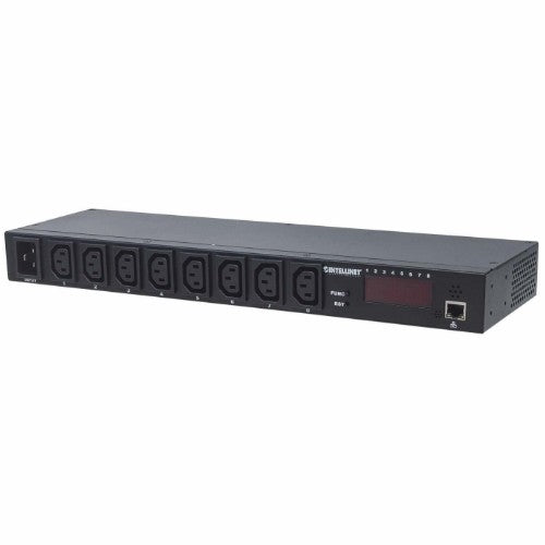 Intellinet 19" Intelligent 8-Port PDU, 19" Rackmountable C13 Intelligent Power Distribution Unit; Monitors Power, Temperature and Humidity