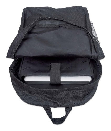 Manhattan Knappack Backpack 14.1", Black, LOW COST, Lightweight, Internal Laptop Sleeve, Accessories Pocket, Padded Adjustable Shoulder Straps, Water Bottle Holder, Three Year Warranty