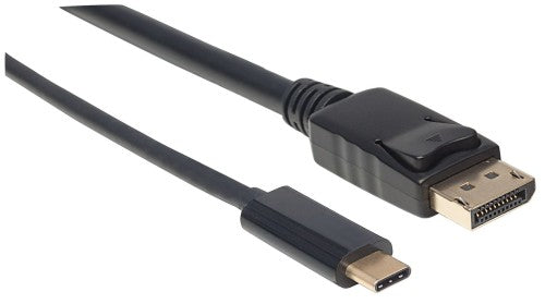 Manhattan USB-C to DisplayPort Cable, 4K@60Hz, 1m, Male to Male, Black, Not Bi-Directional, Three Year Warranty, Equivalent to CDP2DP1MBD