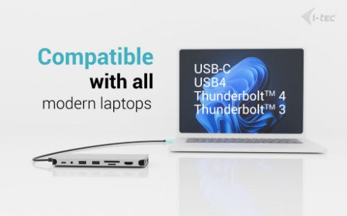 i-tec Metal USB-C Nano 3x Display Dock, 2x HDMI 1x USB-C video with Power Delivery 140W + Universal Charger 140 W