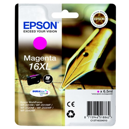 Epson C13T16334012/16XL Ink cartridge magenta high-capacity XL, 450 pages 6,5ml for Epson WF 2010/2660/2750