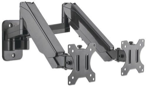 Manhattan Dual Wall Mount for TV & Monitors (Full Motion Gas Spring), For screens 17" to 32", VESA compatibility: 75x75mm and 100x100mm - check the dimensions of the four mounting holes on back of screen to ensure it fits, Max 8kg each, Black, Bracket