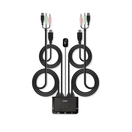 Lindy 2 Port HDMI 4K30, USB 2.0 and Audio Cable KVM Switch