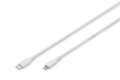 Digitus Lightning silicone connection cable, USB-C - Lightning, 1m, white