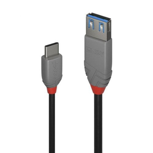 Lindy 0.15m USB 3.2 Type C to A Adapter Cable, 10Gbps, Anthra Line