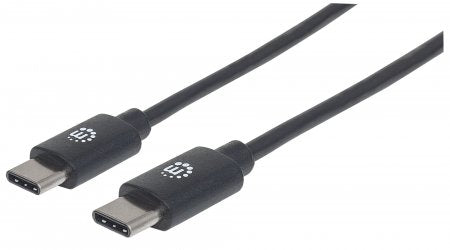 Manhattan USB-C to USB-C Cable, 50cm, Male to Male, Black, 480 Mbps (USB 2.0), Hi-Speed USB, Lifetime Warranty, Equivalent to USB2CC50CM