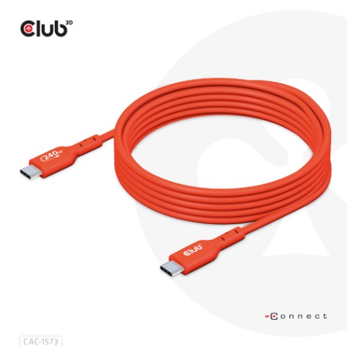 CLUB3D USB2 Type-C Bi-Directional Cable, Data 480Mb,PD 240W(48V/5A) EPR M/M 2m