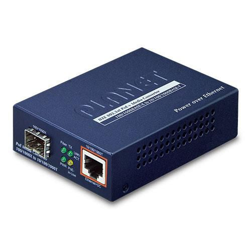 PLANET IEEE802.3af/at PoE 10/100/1000 network media converter 1000 Mbit/s Blue