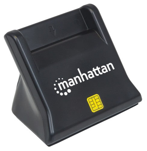 Manhattan USB-A Smart/SIM Card Reader, 480 Mbps (USB 2.0), Desktop Standing, Friction Type compatible, Hi-Speed USB, Cable 86cm, Black, Three Year Warranty