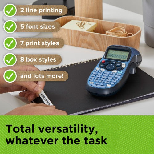 DYMO LetraTag LT-100H Handheld Label Maker | ABC Keyboard Label Printer with Easy-to-Use13 Character LCD Screen | for Home or Office | Blue