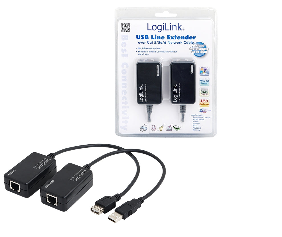 LogiLink Line Extender USB via CAT5/6 interface cards/adapter