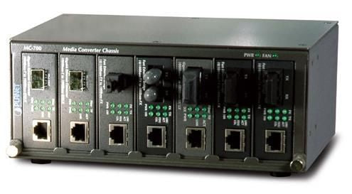 PLANET MCon 7 Slot Chassis network media converter Black