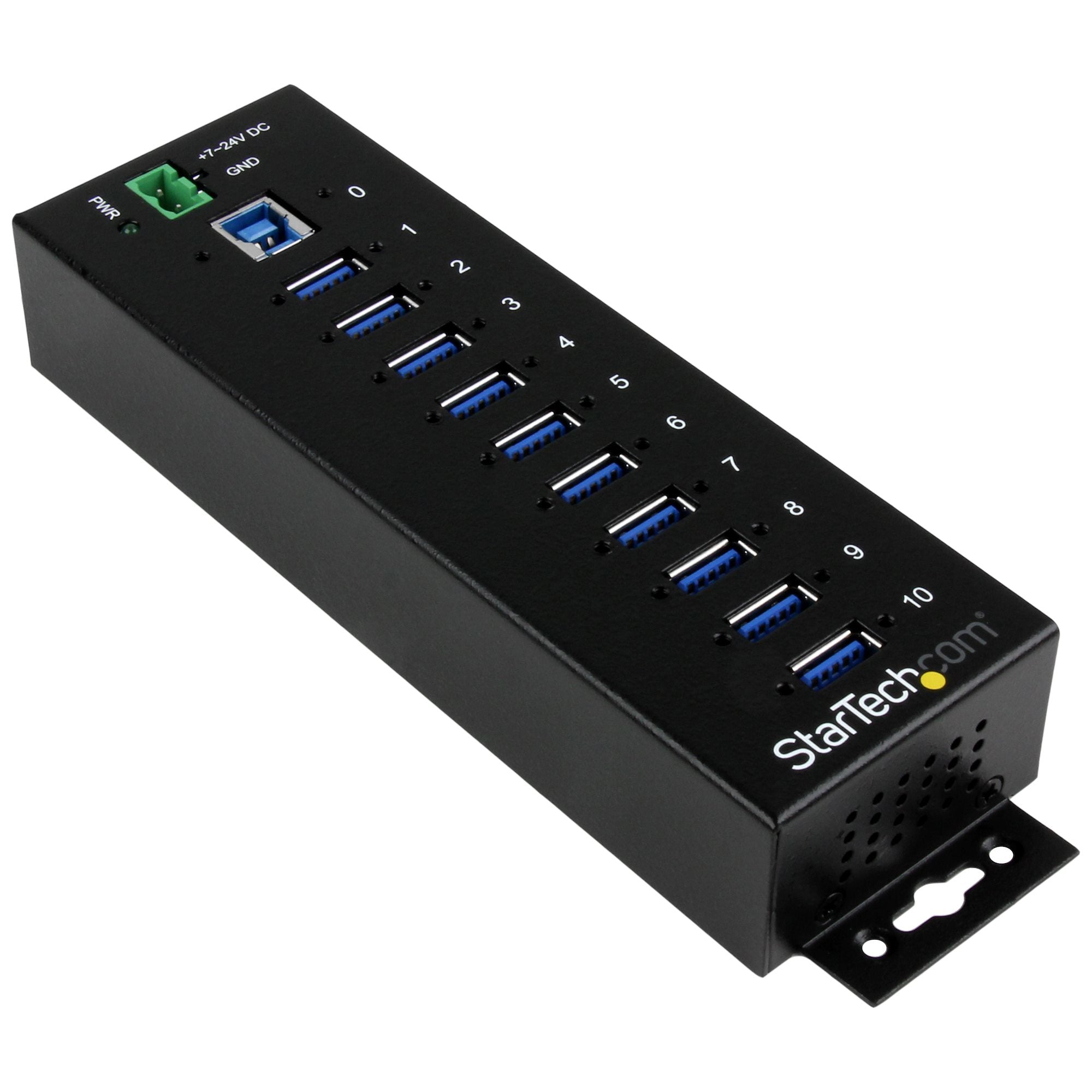 StarTech.com 10-Port Industrial USB 3.0 Hub - ESD and Surge Protection~10-Port USB 3.0 Hub - 5Gbps - Metal Industrial USB-A Hub with ESD & Surge Protection - Din Rail, Wall or Desk Mountable - TAA Compliant USB Expander Hub